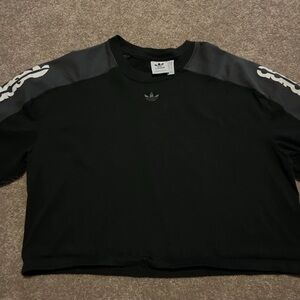 Adidas Black and Gray Cropped Tee